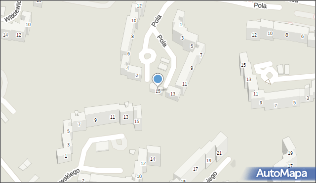 Sosnowiec, Pola Wincentego, 15, mapa Sosnowca