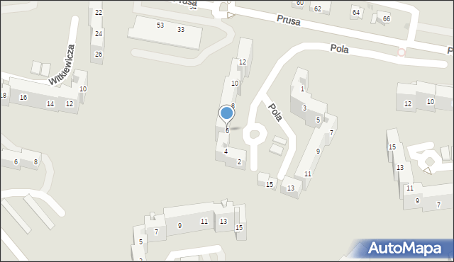 Sosnowiec, Pola Wincentego, 6, mapa Sosnowca