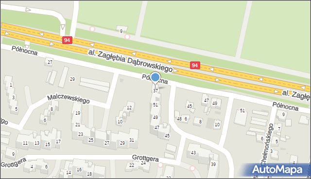 Sosnowiec, Północna, 39, mapa Sosnowca