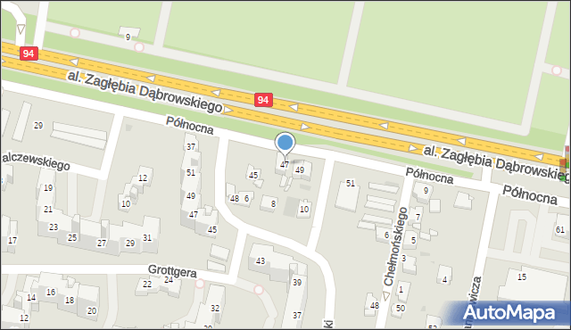 Sosnowiec, Północna, 47, mapa Sosnowca