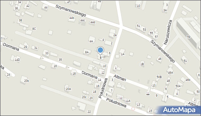 Sosnowiec, Południowa, 8, mapa Sosnowca