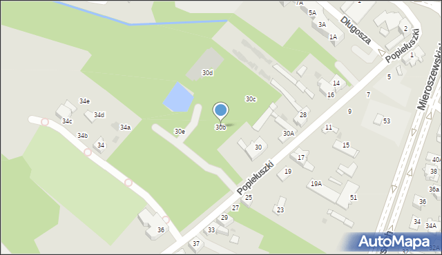 Sosnowiec, Popiełuszki Jerzego, bł. ks., 30b, mapa Sosnowca