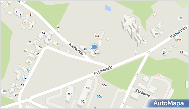 Sosnowiec, Popiełuszki Jerzego, bł. ks., 46, mapa Sosnowca
