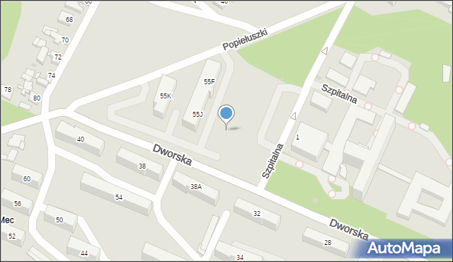 Sosnowiec, Popiełuszki Jerzego, bł. ks., 55h, mapa Sosnowca