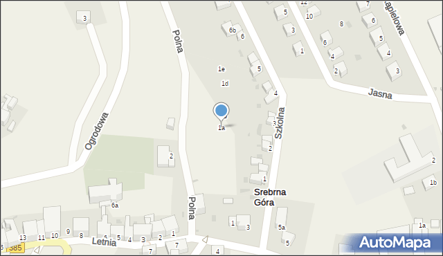 Srebrna Góra, Polna, 1a, mapa Srebrna Góra