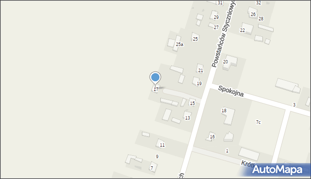 Srebrzyszcze, Powstańców Styczniowych, 17, mapa Srebrzyszcze