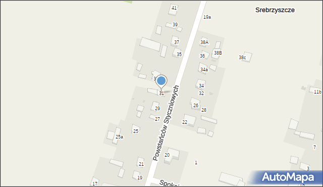 Srebrzyszcze, Powstańców Styczniowych, 31, mapa Srebrzyszcze