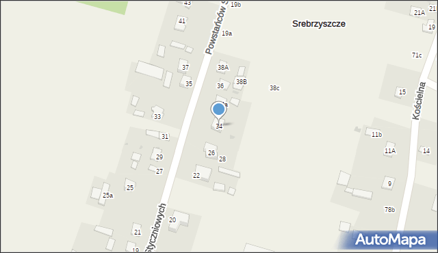 Srebrzyszcze, Powstańców Styczniowych, 34, mapa Srebrzyszcze