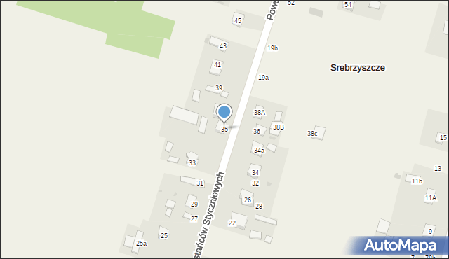 Srebrzyszcze, Powstańców Styczniowych, 35, mapa Srebrzyszcze