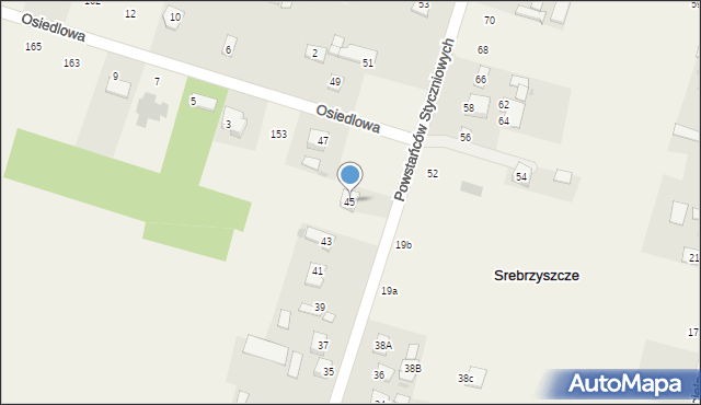 Srebrzyszcze, Powstańców Styczniowych, 45, mapa Srebrzyszcze
