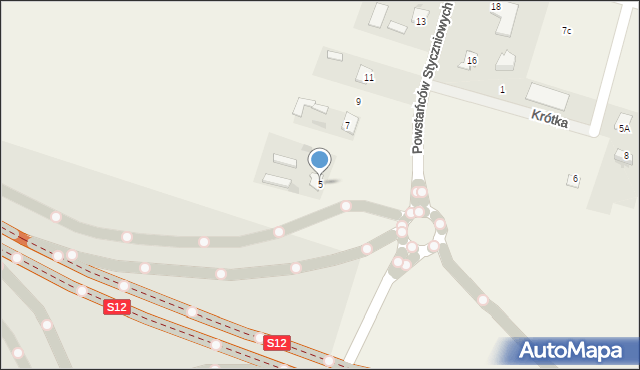 Srebrzyszcze, Powstańców Styczniowych, 5, mapa Srebrzyszcze