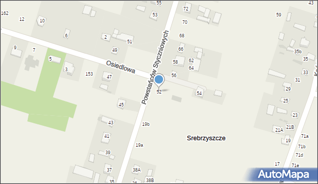 Srebrzyszcze, Powstańców Styczniowych, 52, mapa Srebrzyszcze
