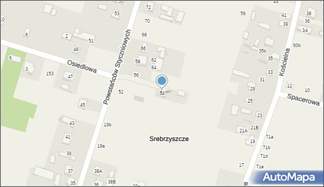 Srebrzyszcze, Powstańców Styczniowych, 54, mapa Srebrzyszcze