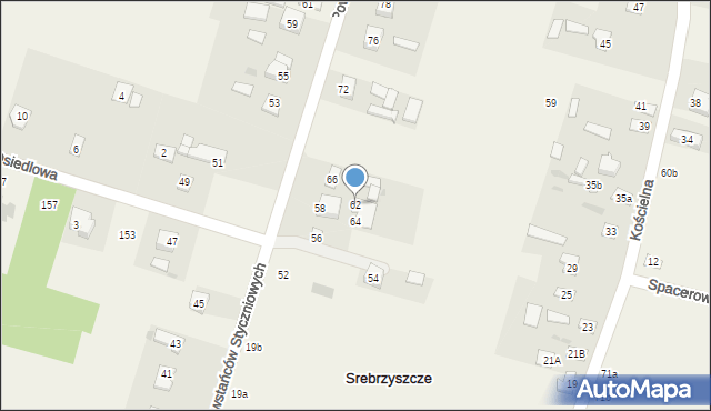 Srebrzyszcze, Powstańców Styczniowych, 62, mapa Srebrzyszcze