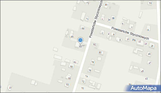 Srebrzyszcze, Powstańców Styczniowych, 63, mapa Srebrzyszcze