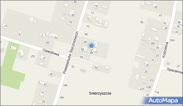 Srebrzyszcze, Powstańców Styczniowych, 64, mapa Srebrzyszcze