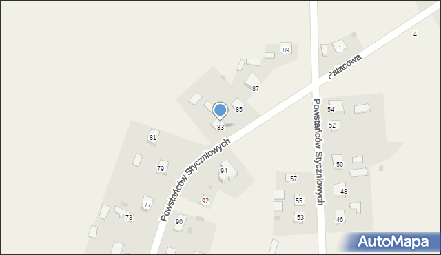 Srebrzyszcze, Powstańców Styczniowych, 83, mapa Srebrzyszcze