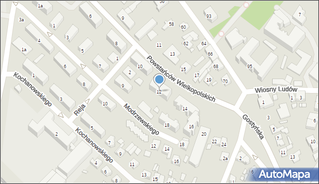 Śrem, Powstańców Wielkopolskich, 12, mapa Śrem