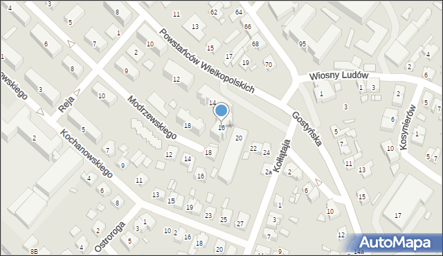 Śrem, Powstańców Wielkopolskich, 16, mapa Śrem