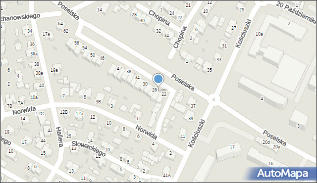 Środa Wielkopolska, Poselska, 24, mapa Środa Wielkopolska