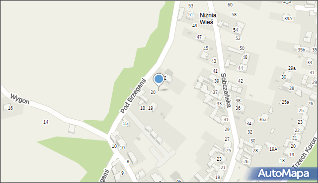 Sromowce Niżne, Pod Brzegami, 21, mapa Sromowce Niżne