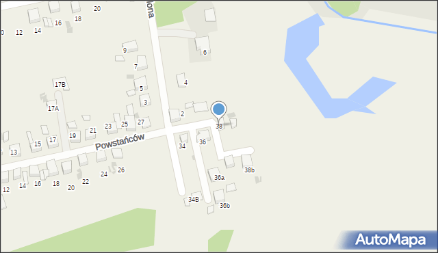Stanowice, Powstańców, 38, mapa Stanowice