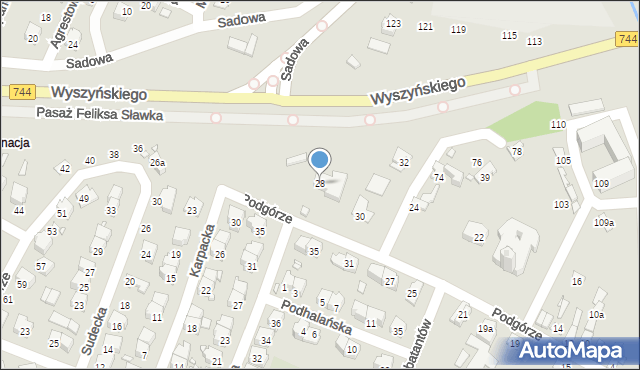 Starachowice, Podgórze, 28, mapa Starachowic