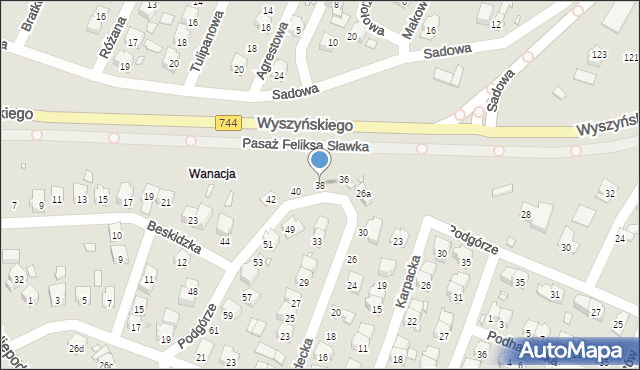 Starachowice, Podgórze, 38, mapa Starachowic