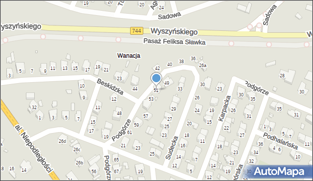 Starachowice, Podgórze, 51, mapa Starachowic