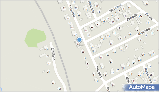 Starachowice, Pogodna, 13a, mapa Starachowic