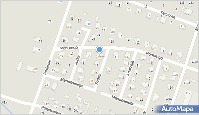 Starachowice, Ponurego, mjr., 13, mapa Starachowic