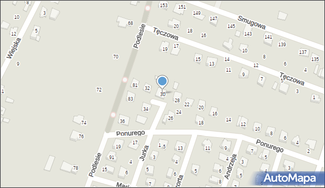 Starachowice, Ponurego, mjr., 30, mapa Starachowic