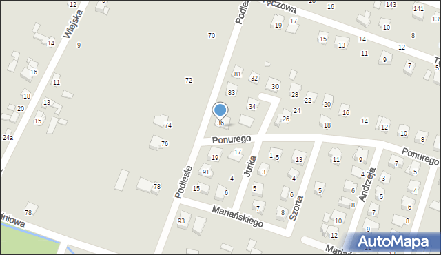 Starachowice, Ponurego, mjr., 38, mapa Starachowic
