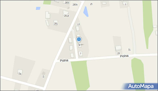 Starcza, Polna, 9, mapa Starcza