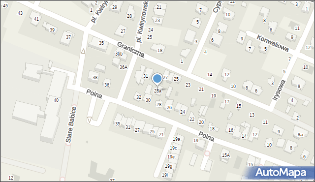 Stare Babice, Polna, 28a, mapa Stare Babice