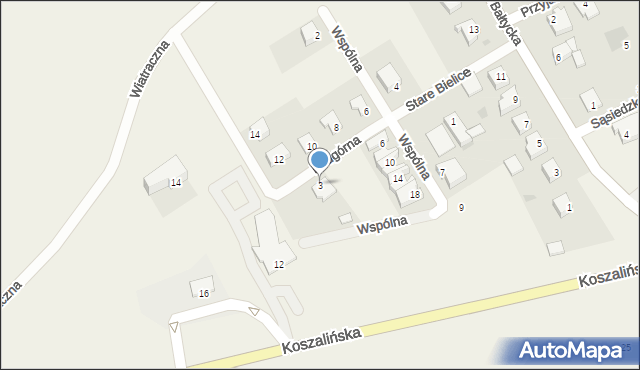 Stare Bielice, Podgórna, 3, mapa Stare Bielice