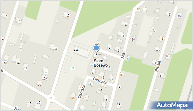 Stare Bosewo, Poprzeczna, 5, mapa Stare Bosewo