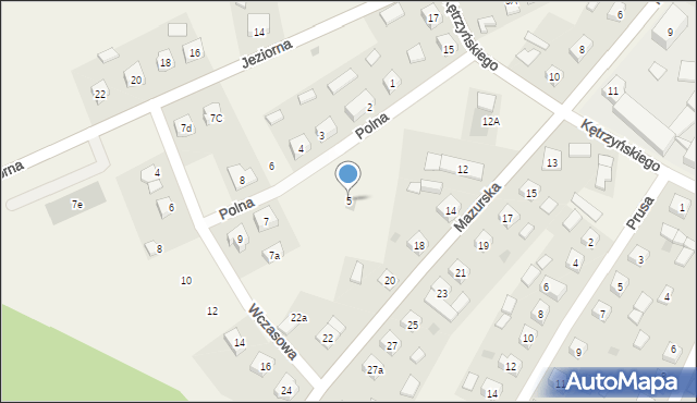 Stare Juchy, Polna, 5, mapa Stare Juchy