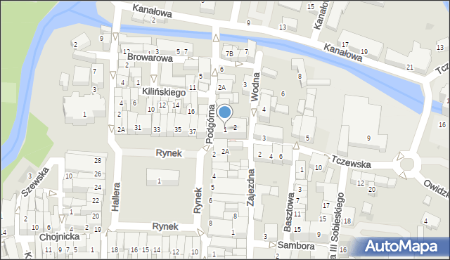 Starogard Gdański, Podgórna, 1, mapa Starogard Gdański