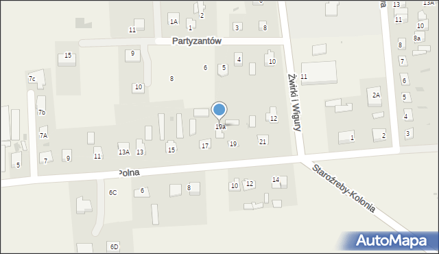 Staroźreby, Polna, 19a, mapa Staroźreby
