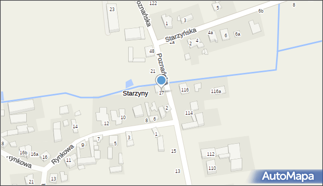 Starzyny, Poznańska, 17, mapa Starzyny