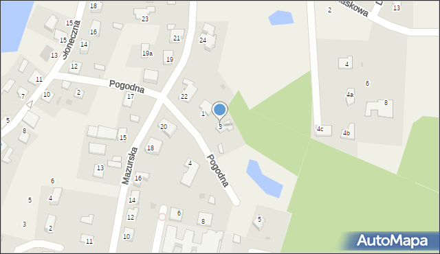 Stawiguda, Pogodna, 3, mapa Stawiguda