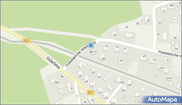 Stegna, Powstańców Warszawy, 55, mapa Stegna