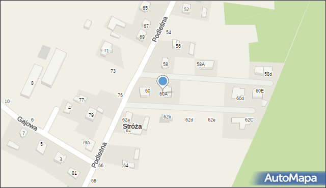 Stróża, Podleśna, 60A, mapa Stróża