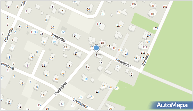 Stróża, Podleśna, 8, mapa Stróża