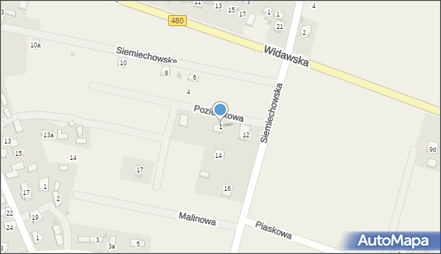 Strumiany, Poziomkowa, 1, mapa Strumiany