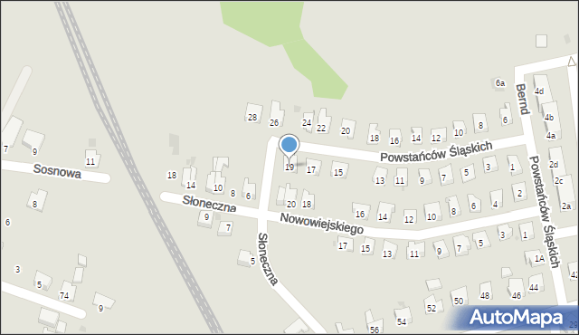 Strumień, Powstańców Śląskich, 19, mapa Strumień