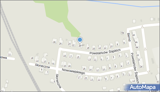Strumień, Powstańców Śląskich, 20, mapa Strumień