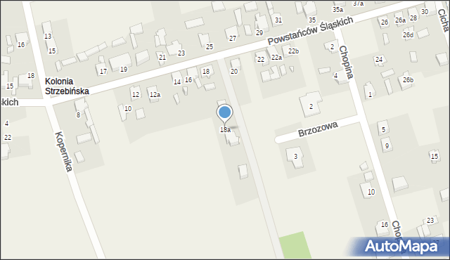 Strzebiń, Powstańców Śląskich, 18a, mapa Strzebiń