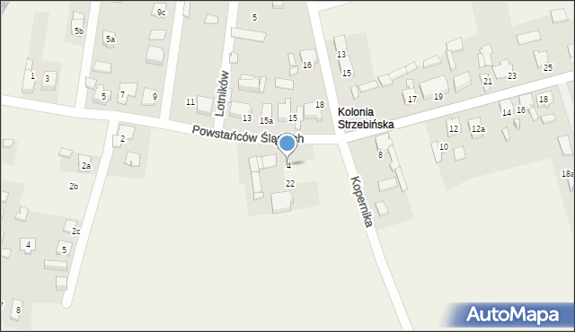 Strzebiń, Powstańców Śląskich, 4, mapa Strzebiń